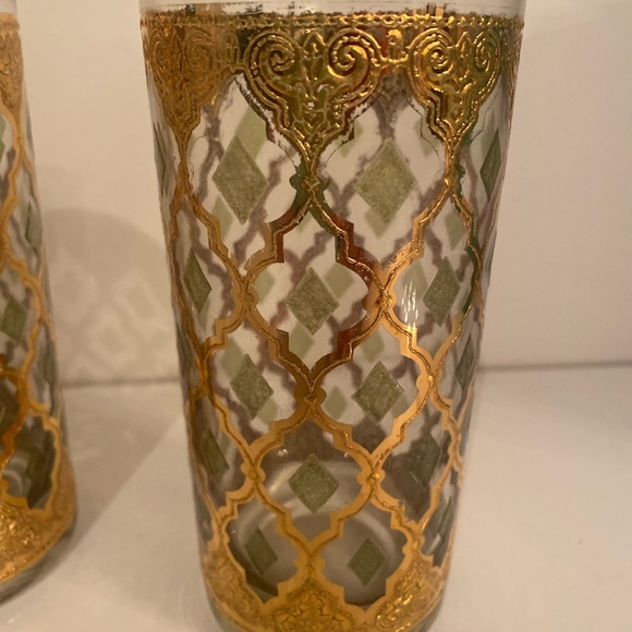 Culver Mid-Century Valencia Green & 22-Karat Gold Glasses - Picture 3 of 8